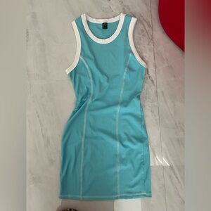 Shein blue and white mini bodycon dress